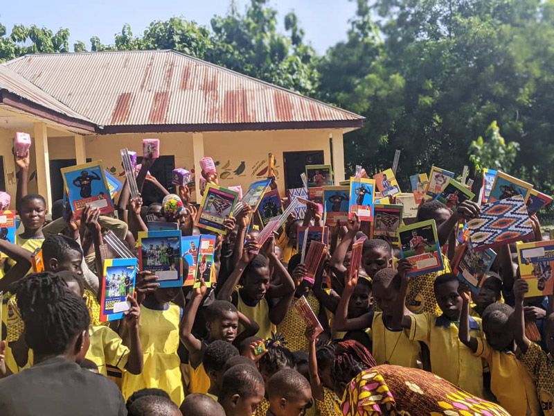 Donation for school children with school supplies, shoes and more